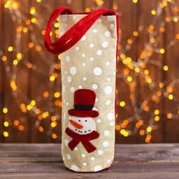 Новогодний чехол на бутылку с ручками Зимний праздник, МИКС