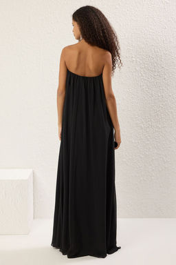 TRENDYOLMILLA Siyah A-Kesim Straplez Sifon Dokuma Uzun S?k Abiye & Mezuniyet Elbise TPRSS25AE00137  фото 6