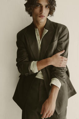 DOUBLE-BREASTED 100% LINEN SUIT BLAZER - Zara фото 10