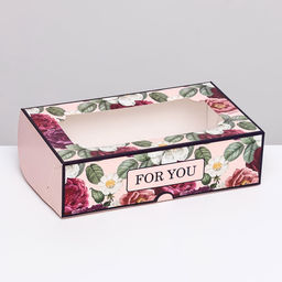 Коробка складная с окном под зефир FOR YOU, 25×15×7 см