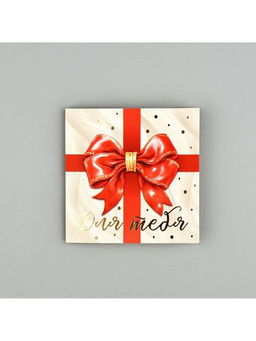 Цена за 5 шт. Открытка с конвертом «Бант», тиснение, 7×7 см