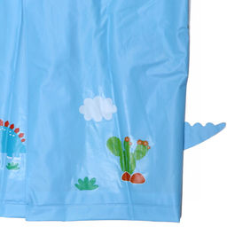 Дождевик-плащ детский "Рокки-Динозаврик" с капюшоном, рукава на резинке, цвет голубой, размер L(68*50см) ДоброСад