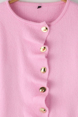 Pembe Buzgu Kapama Detayl? Metal Dugmeli Triko H?rka TWOAW26HI00110 - Trendyolmilla фото 7