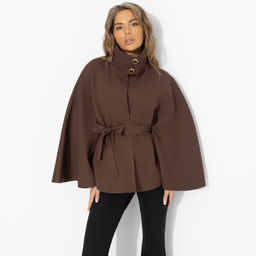 Жакет‑кейп, Дикое притяжение (с поясом, брауни) - Charutti фото 4