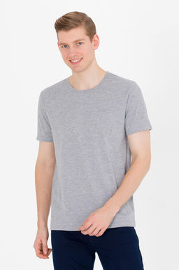 U. S. Polo Assn Мужская серая меланжевая базовая футболка с круглым вырезом - U.s. polo assn фото 4