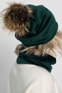 Комплект шапка с помпоном и снуд (зеленый) ШПС20-23М