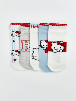 Hello Kitty Bask?l? K?z ?ocuk Patik ?orap 5li
