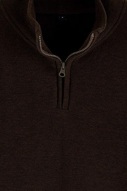 Kahverengi Regular/Normal Kesim Dik Yaka F_r_al_ Selanik Yumu_ak Tu_eli Sweatshirt TMNAW27SW00017 - Trendyolmilla фото 2