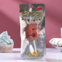 Свеча в торт «Клубничная глазурь», цифра 5, розовая. 3.8 см