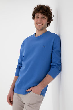 Erkek Comfort Fit Bisiklet Yaka _ndigo Sweatshirt Sepette S_rpriz _ndirim - U.s. polo assn фото 3