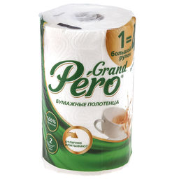 Полотенце бумажное 2-х слойное Grand Pero 1 рулон, 44м, размер листа 23х12,5см, белый (Россия)