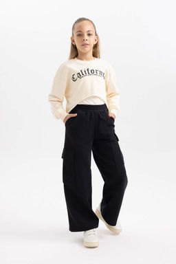 Укороченный свитшот с круглым вырезом с принтом для девочек, майка с ремешками, комплект из 2 предметов - Defacto фото 2