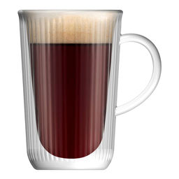 Кружка стеклянная для чая Walmer Riffle с двойными стенками, 0.35 л, цвет прозрачный