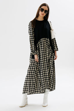 Платье NIKVA н717-2 чёрный+беж гусиная лапка  фото 2