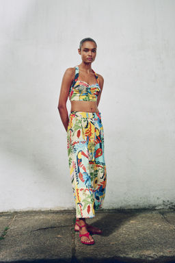 TROPICAL PRINT LAYERED MIDI SKIRT - Zara фото 2