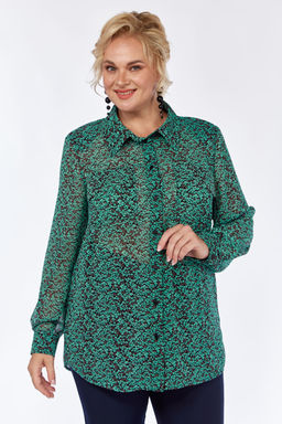 Блуза Элль стиль 2314а зеленый принт  фото 2