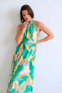 Martichelli Платье зелёное с принтом  фото 3