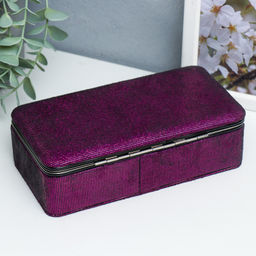 Шкатулка кожзам для украшений Мелкие квадратики. Фиолет 6х9,8х18,5 см - Simaland фото 4
