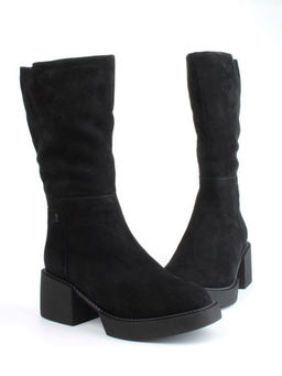 02-FI908-2M BLACK Сапоги зимние женские (натуральная замша, натуральный мех)