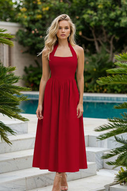 K?rm?z? A-Kesim Fiyonk Detayl? Dokuma S?k Abiye Gece Mezuniyet Elbisesi TPRSS25EL00011