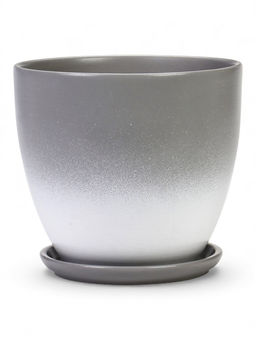 Горшок цветочный с поддоном 2,5 л, d18/h16 см серый керамика, "Туман" (М)