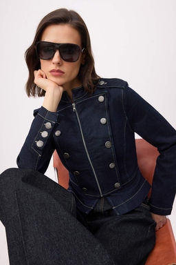 Koyu Mavi Dugme Detayl? Blazer Denim Ceket TWOSS26CE00049