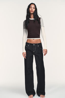 JEANS TRF WIDE LEG TIRO BAJO / Marino oscuro