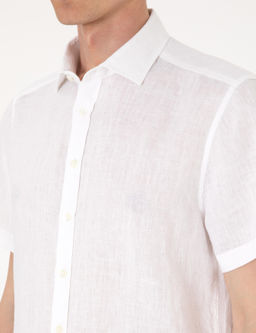 Beyaz %100 Keten Regular Fit K_sa Kollu G_mlek - Pierre cardin фото 7