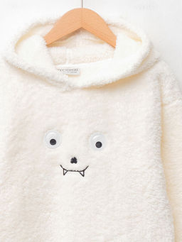 Kap??onlu Nak?? Detayl? Uzun Kollu Pel?? K?z ?ocuk Sweatshirt - Waikiki фото 3