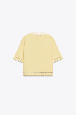 STITCH DETAIL KNIT POLO CARDIGAN - Zara фото 6