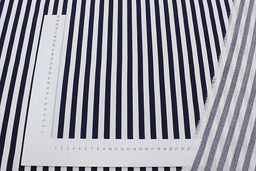 Штапель Чернильная полоска (10мм) на белом, ш.1.45м, вискоза-100%, 90гр/м.кв - Купава фото 3