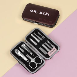 Набор маникюрный Ой, всё, 7 предметов, в чехле, коричневый