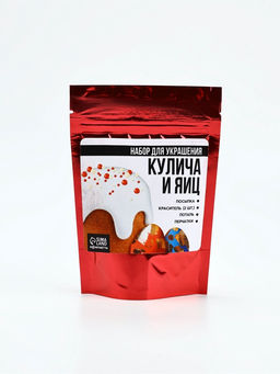 Пасхальный набор с декором для куличей и яиц: посыпка, красители, золотая поталь