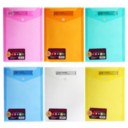 Цена за 12 шт. Папка-конверт на кнопке, А5, 180 мкм, вертикальная, рифлёная, с кармашком, МИКС