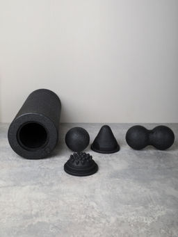 Набор массажный для МФР 5в1 / Ролик 37Х15/ мяч 8см /двойной мяч 16Х8 / массажный конус 9.8Х8 / массажная полусфера 9.8Х4.5 / Black /уп 12 - Галеонтрейд фото 10