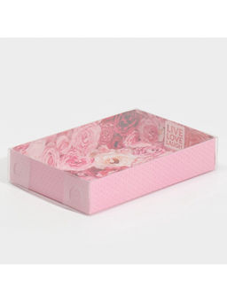 Цена за 5 шт. Кондитерская упаковка, коробка для макарун с PVC крышкой, Live Love Laugh, 18 х 12 х 3.5 см