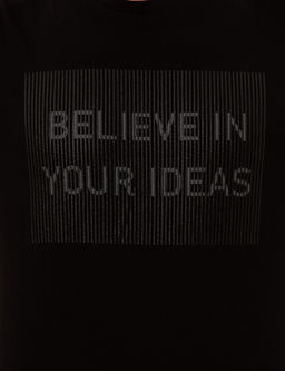 Siyah Slim Fit Bask_l_ Bisiklet Yaka Ti__rt