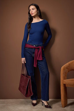 Gri Melanj Kay?k Yaka Vucuda Oturan Esnek Orme Bluz TWOAW26BZ00072 - Trendyolmilla фото 9