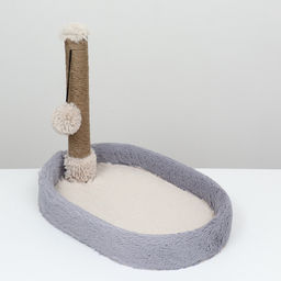 Лежанка с когтеточкой «Пижон», овальная, 55×36×47 см, серая