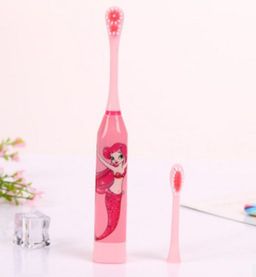 Детская электрическая зубная щетка с 2 насадками, 4-10 лет