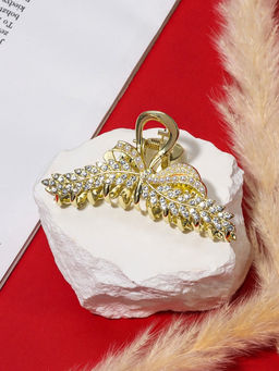 Цена за 6 шт. Крабик для волос «Лесли», веточка, 8 см, золото