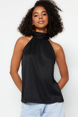 Trendyolmilla Mint Regular/Normal Kal?p Dik Yaka Fit Pilise Esnek Orme Bluz TWOSS23BZ00952 фото 14