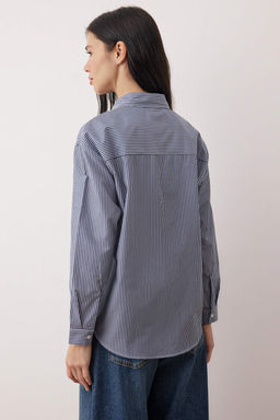 Bordo Cizgili Oversize/Genis Kal?p Gomlek TWOAW26GO00126 - Trendyolmilla фото 8