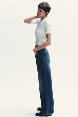 TRF WIDE-LEG CROSSED WAIST HIGH-WAIST JEANS - Zara фото 5