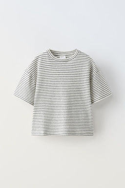 STRIPED COTTON AND LINEN T-SHIRT - Zara фото 4