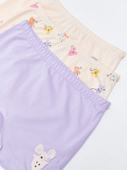 Bask?l? Pamuklu K?z ?ocuk Boxer 3l? - Waikiki фото 3