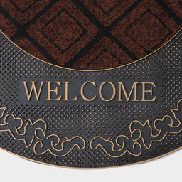 Коврик придверный полукруглый Доляна «Welcome», 44×74 см, узорный