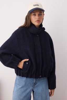 Lacivert Regular Kal?p Tuylu Kase Bomber Ince Ceket Mont TWOAW26MO00101 - Trendyolmilla фото 2