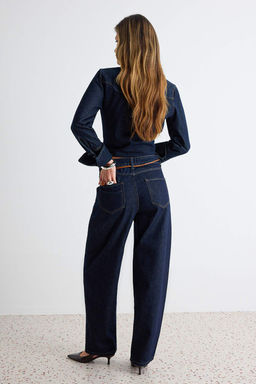 Koyu Mavi Kemer Detayl_ Y_ksek Bel Barrel Jeans TWOAW27JE00109 - Trendyolmilla фото 4