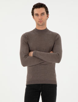 Vizon Slim Fit Ka_mir _pek Kar___ml_ _eyrek Bal_k__ Yaka Triko Kazak